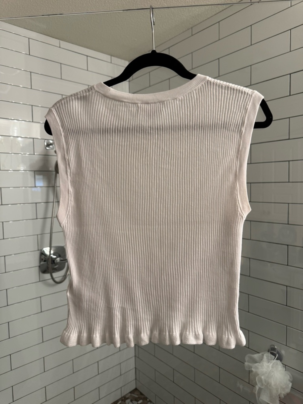 J. Crew White Ribbed Tank with Ruffle Hem - Picture 2 of 4